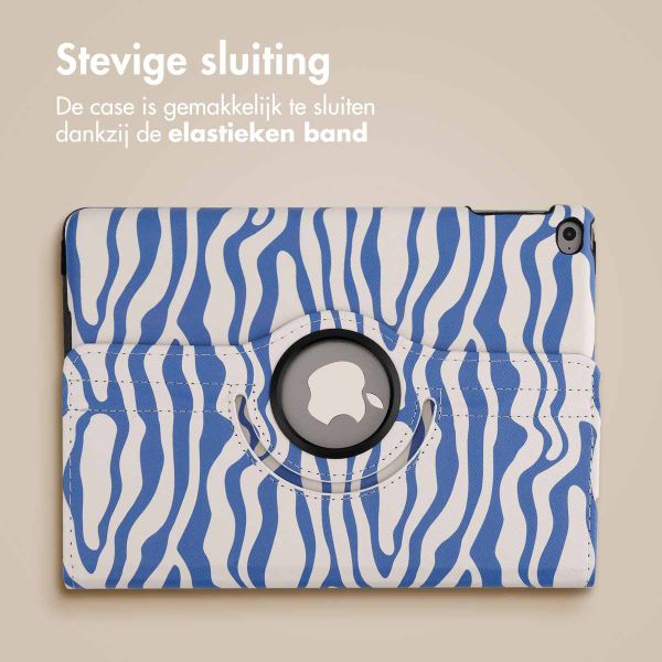 imoshion 360° Draaibare Design Bookcase Apple iPad 6 (2018) 9.7 inch / iPad 5 (2017) 9.7 inch - White Blue Stripes
