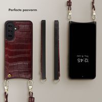 Selencia Nova Croco Telefoonhoes met Koord en Pashouder Samsung Galaxy A37 (5G) - Burgundy