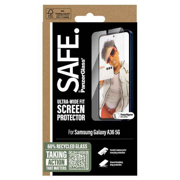 SAFE by PanzerGlass Ultra-Wide Fit Screenprotector incl. applicator Samsung Galaxy A36