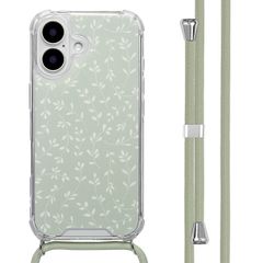imoshion Design hoesje met koord Apple iPhone 16 - Smoke Green Flowers