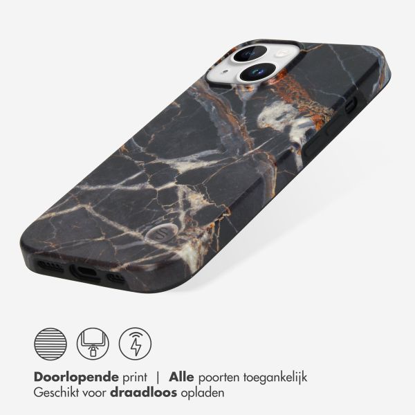 Selencia Aurora Fashion Backcover iPhone 15 - Onyx Black Marble