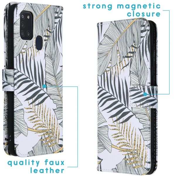 imoshion Design Softcase Bookcase Galaxy A21s - Glamour Botanic