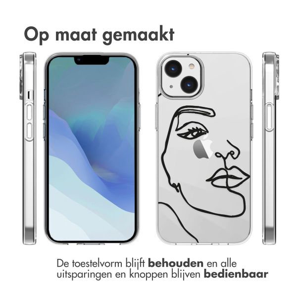 imoshion Design hoesje iPhone 14 - Abstract Gezicht - Wit / Zwart