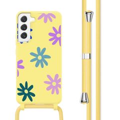 imoshion Siliconen design hoesje met koord Samsung Galaxy S22 - Yellow Flower Distance