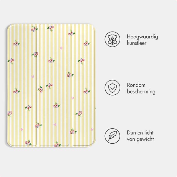 imoshion Design Trifold Bookcase Apple iPad 9 (2021) 10.2 inch / iPad 8 (2020) 10.2 inch / iPad 7 (2019) 10.2 inch - Garden Stripes