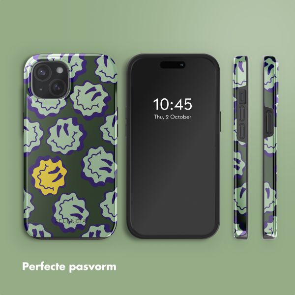 Selencia Vivid Backcover met MagSafe Apple iPhone 15 - Wavy Smiley Green
