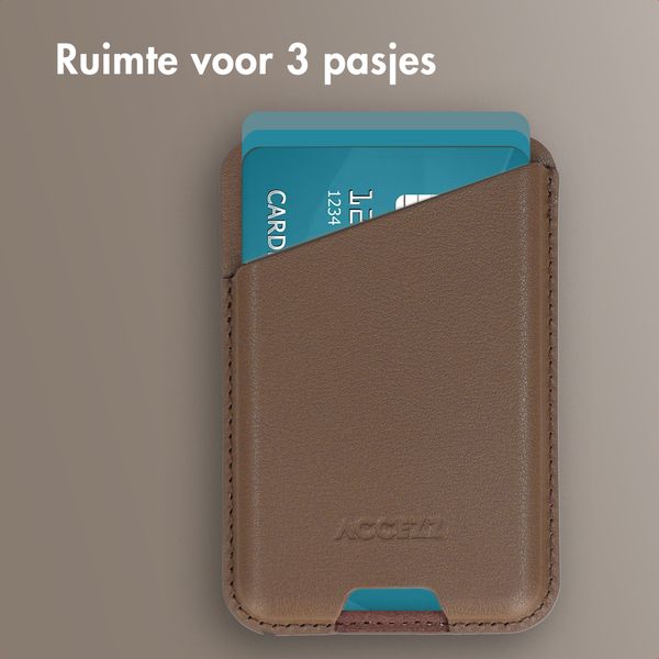 Accezz Magnetische Leren Kaarthouder - Geschikt voor Apple Find My - Coffee Brown
