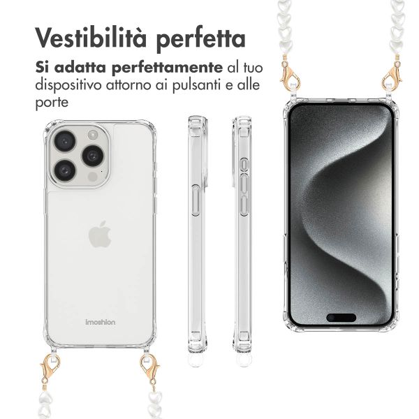 imoshion Backcover met koord + armband Apple iPhone 15 Pro - Parels Hartjes
