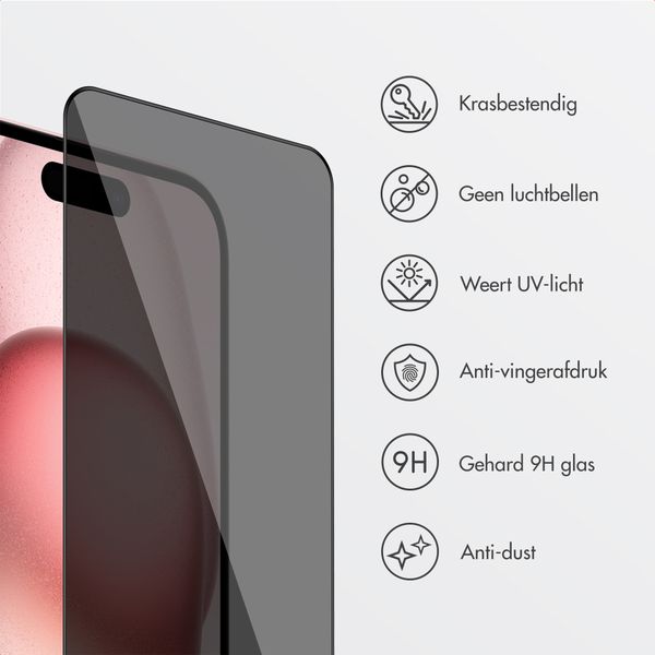 Accezz Gehard Glas Privacy Screenprotector + Applicator Apple iPhone 16 / 15