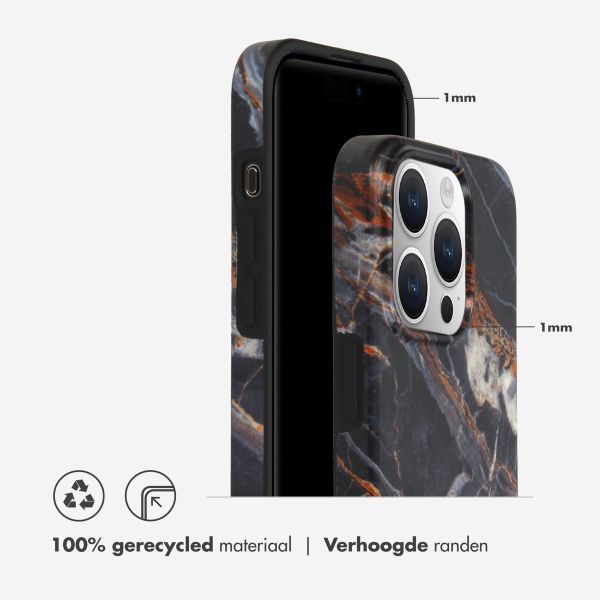 Selencia Aurora Fashion Backcover Apple iPhone 15 Pro - Duurzaam hoesje - 100% gerecycled - Zwart Marmer
