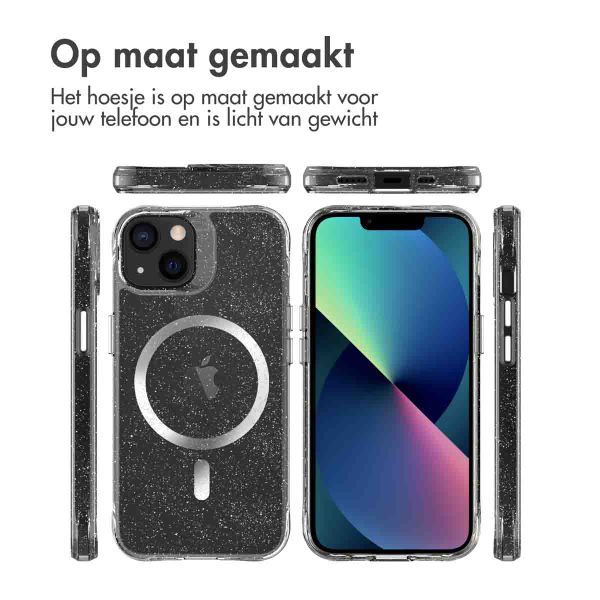 imoshion Clear Glitter Backcover met MagSafe Apple iPhone 13 - Zilver