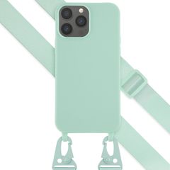 Selencia Siliconen hoesje met afneembaar koord iPhone 13 Pro Max - Turquoise