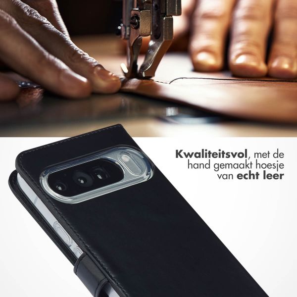 Selencia Echt Leren Bookcase Google Pixel 10 Pro XL - Zwart