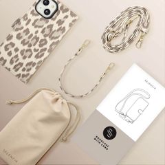 Selencia Sabi Bookcase met Panterprint Apple iPhone 14 / 13 - Soft Ivory