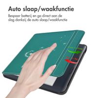 imoshion Design Slim Hard Case Sleepcover met stand Kobo Libra Colour - Green Dandelion