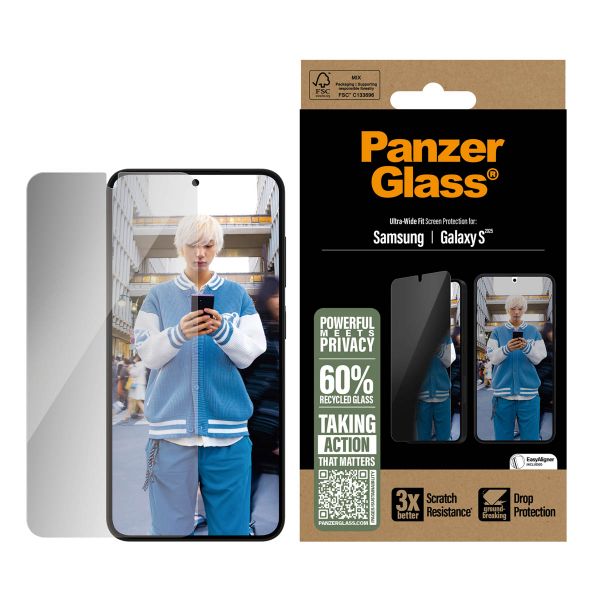 PanzerGlass Privacy Ultra-Wide Fit Anti-Bacterial Screenprotector incl. applicator Samsung Galaxy S25