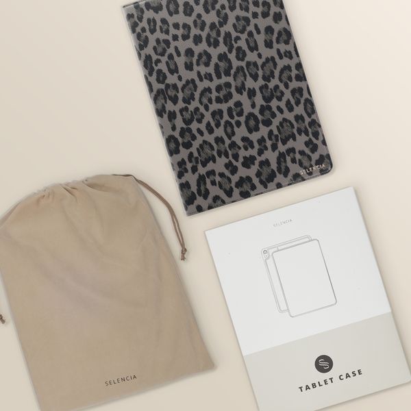 Selencia Sabi Bookcase with Leopard Print Samsung Galaxy Tab A11 Plus - Midnight Black