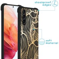 imoshion Design hoesje met koord Galaxy S21 - Bladeren - Goud / Zwart