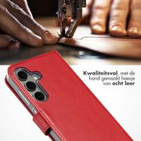 Selencia Echt Lederen Bookcase Samsung Galaxy S25 - Rood