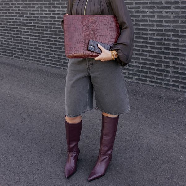 Selencia Croco laptop hoes 15-16 inch - Laptopsleeve - Burgundy
