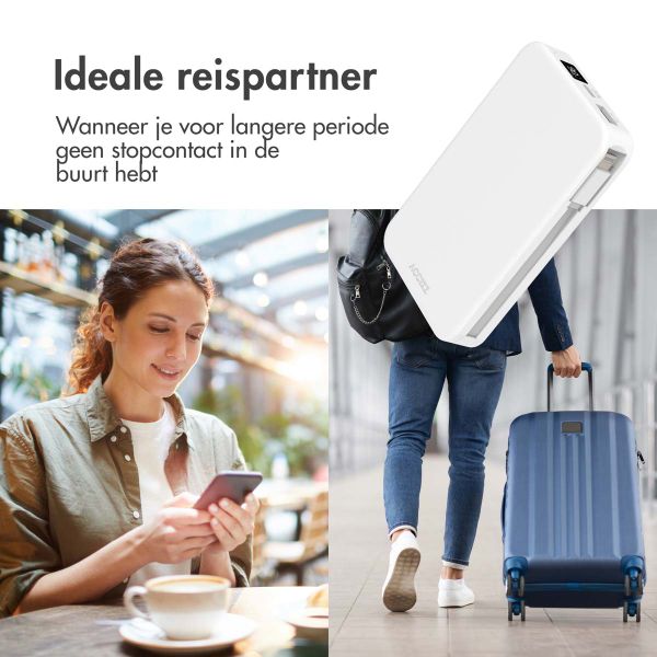Accezz Powerbank 10.000 mAh met geïntegreerde kabels - Quick Charge en Power Delivery - Wit