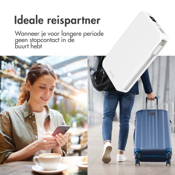 Accezz Powerbank 10.000 mAh met geïntegreerde kabels - Wit