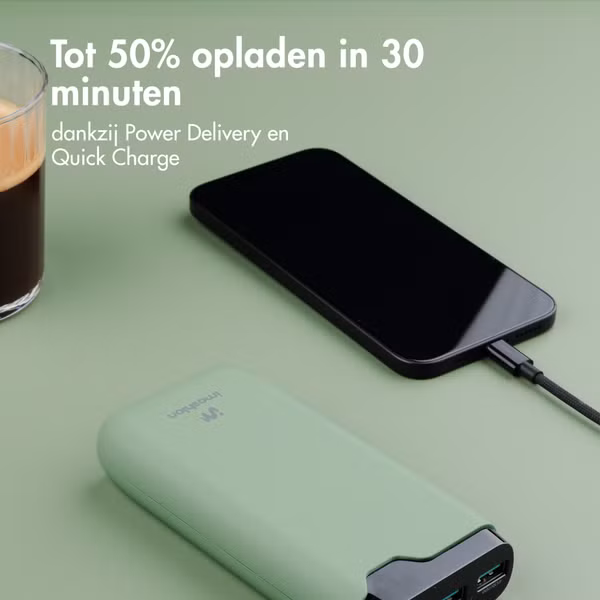 imoshion Powerbank 20.000 mAh - 22,5W Snellader - USB-C / USB-A - Groen