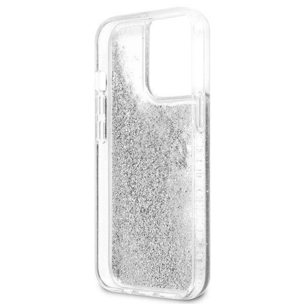 Guess 4G Logo Liquid Glitter Backcover iPhone 13 Pro - Silver