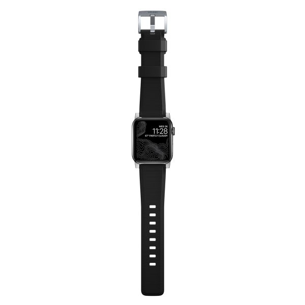 Nomad Rugged band FKM Apple Watch Series 1 t/m 10 / SE / Ultra (2) (44/45/46/49 mm) - Zilver/Zwart