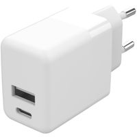 imoshion Oplader - USB-C en USB aansluiting - Power Delivery - 20 Watt + USB-C naar USB-C kabel - 1 meter - Wit
