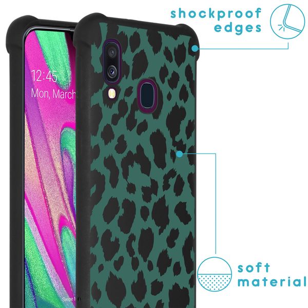 imoshion Design hoesje met koord Samsung Galaxy A40 - Luipaard - Groen / Zwart