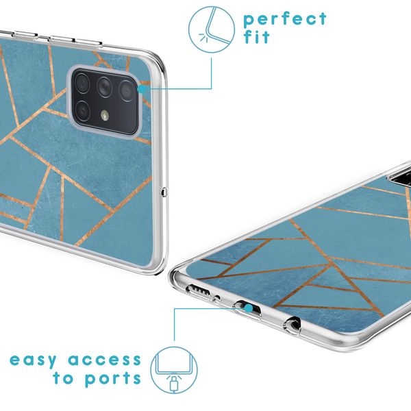 imoshion Design hoesje Samsung Galaxy A71 - Grafisch Koper / Blauw