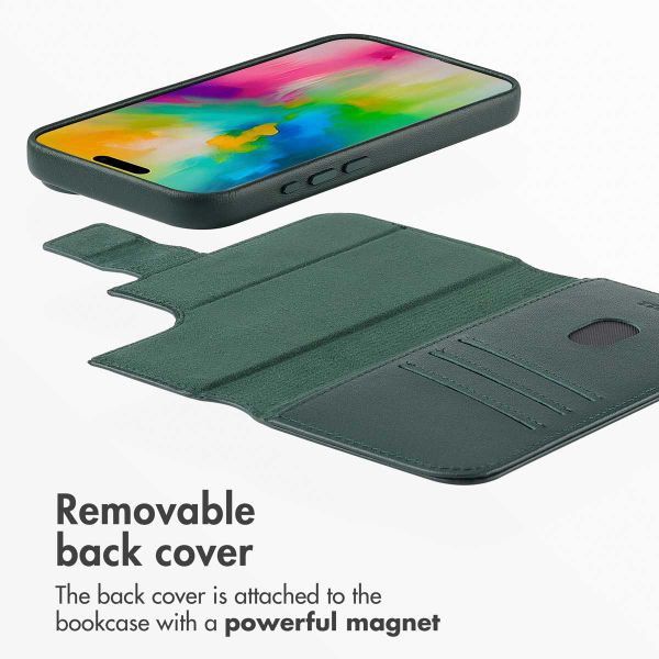 Accezz 2-in-1 Leather Bookcase with MagSafe Apple iPhone 16 - Cedar Green