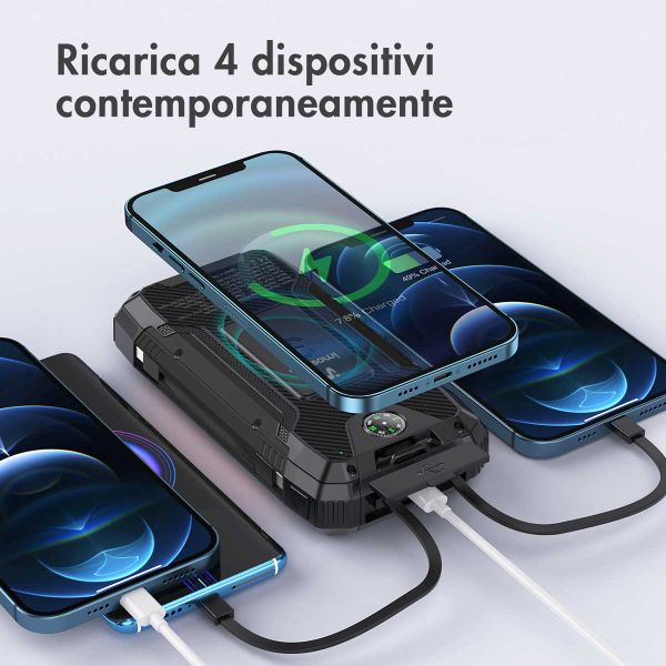 imoshion Solar Powerbank 30.000 mAh - Draadloze powerbank op zonne-energie - Quick Charge en Power Delivery - Zwart
