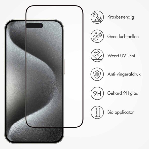Accezz Gehard Glas Full Cover Screenprotector met applicator Apple iPhone 15 Pro Max - Transparant