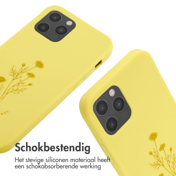 imoshion Siliconen design hoesje met koord iPhone 12 (Pro) - Flower Yellow