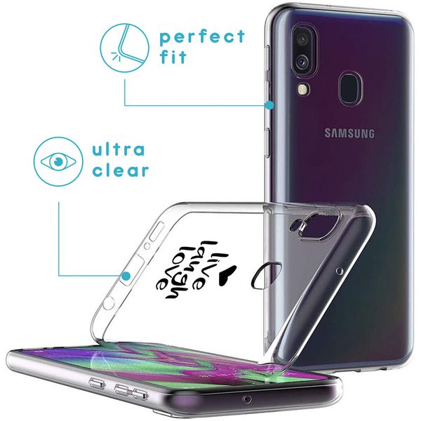 imoshion Design hoesje Samsung Galaxy A40 - Live Laugh Love - Zwart