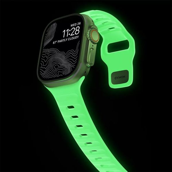 Nomad Sport band FKM Apple Watch Series 1 t/m 11 / SE / Ultra (44/45/46/49 mm) - Glow Green