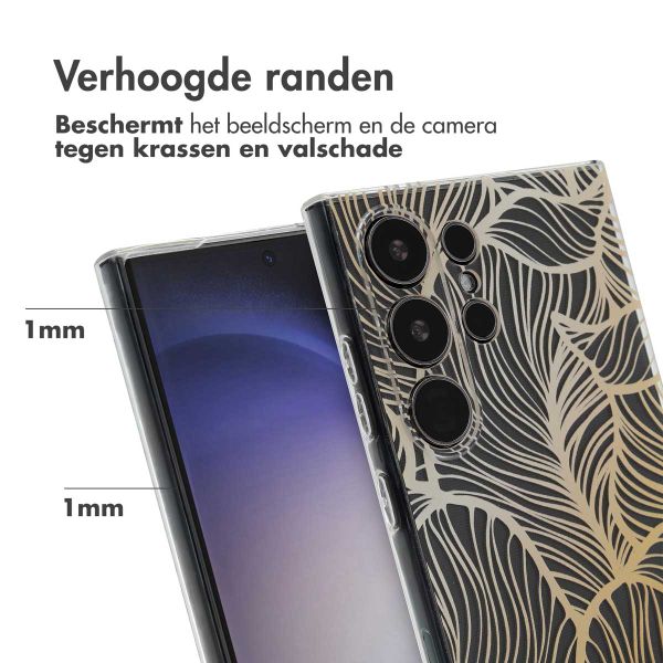 imoshion Design hoesje Samsung Galaxy S24 Ultra - Golden Leaves Transparant
