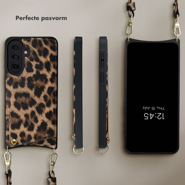 Selencia Nova Telefoonhoes met Koord en Pashouder Samsung Galaxy A37 (5G) - Leopard