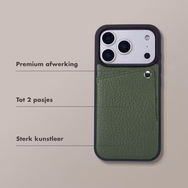 Selencia Riva Backcover met Pashouder Apple iPhone 17 Pro - Sage Green