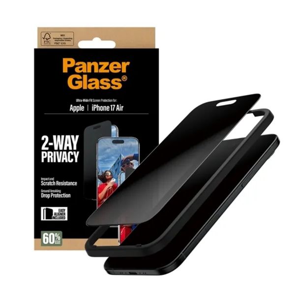 PanzerGlass Privacy Ultra-Wide Fit Anti-Bacterial Screenprotector incl. applicator Apple iPhone Air