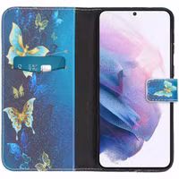 imoshion Design Softcase Bookcase Samsung Galaxy S21 Plus - Blue Butterfly