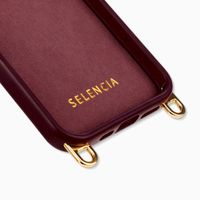 Selencia Rivièra MagSafe Backcover met afneembare haakjes voor de Apple iPhone 12 / 12 Pro - Bold Burgundy + Sorbet Pop Polskoord - Pink