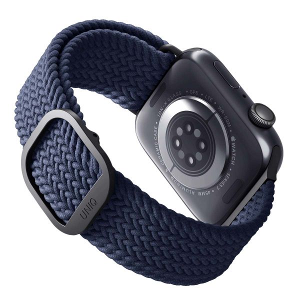 Uniq Aspen Braided bandje Apple Watch Series 1 t/m 9 / SE (38/40/41 mm) | Series 10 / 11 (42 mm) - Oxford Blue