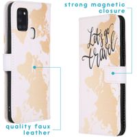 imoshion Design Softcase Bookcase Galaxy A21s -Let's Go Travel White