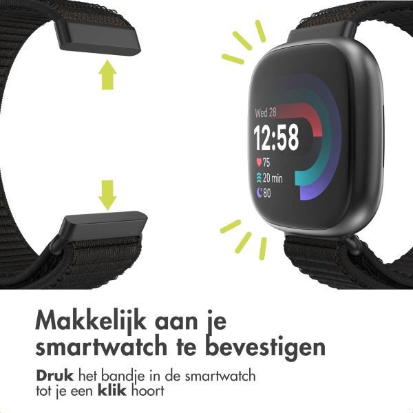 imoshion Nylon bandje Fitbit Versa 4/ 3 / Sense (2) - Zwart