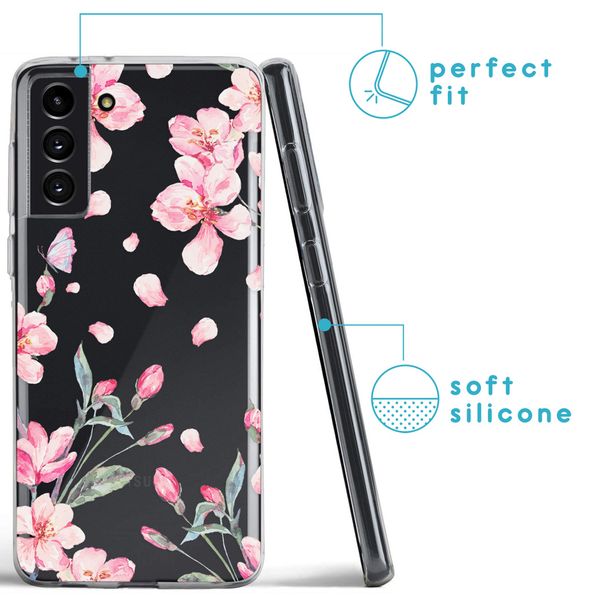 imoshion Design hoesje Samsung Galaxy S21 Plus - Bloem - Roze