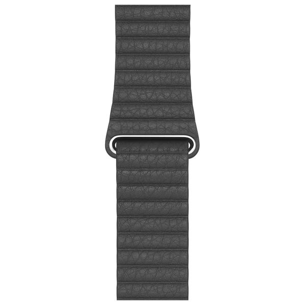 Apple Leather Loop Apple Watch Series 1 t/m 11 / SE / Ultra (44/45/46/49 mm) - Maat L - Zwart