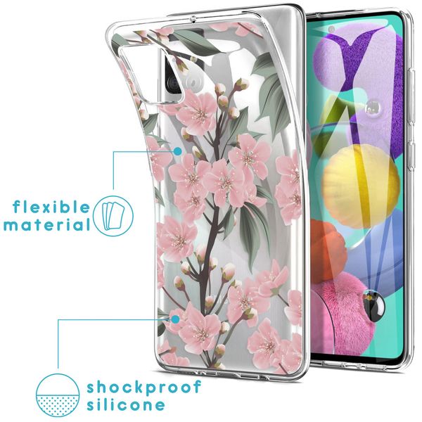 imoshion Design hoesje Samsung Galaxy A51 - Bloem - Roze / Groen